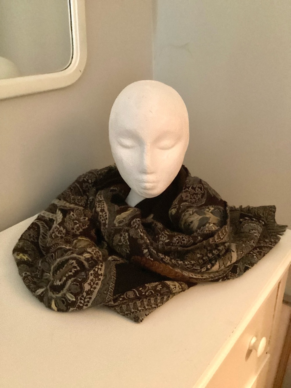 Embroidered Paisley Wool Scarf/Wrap/Shawl